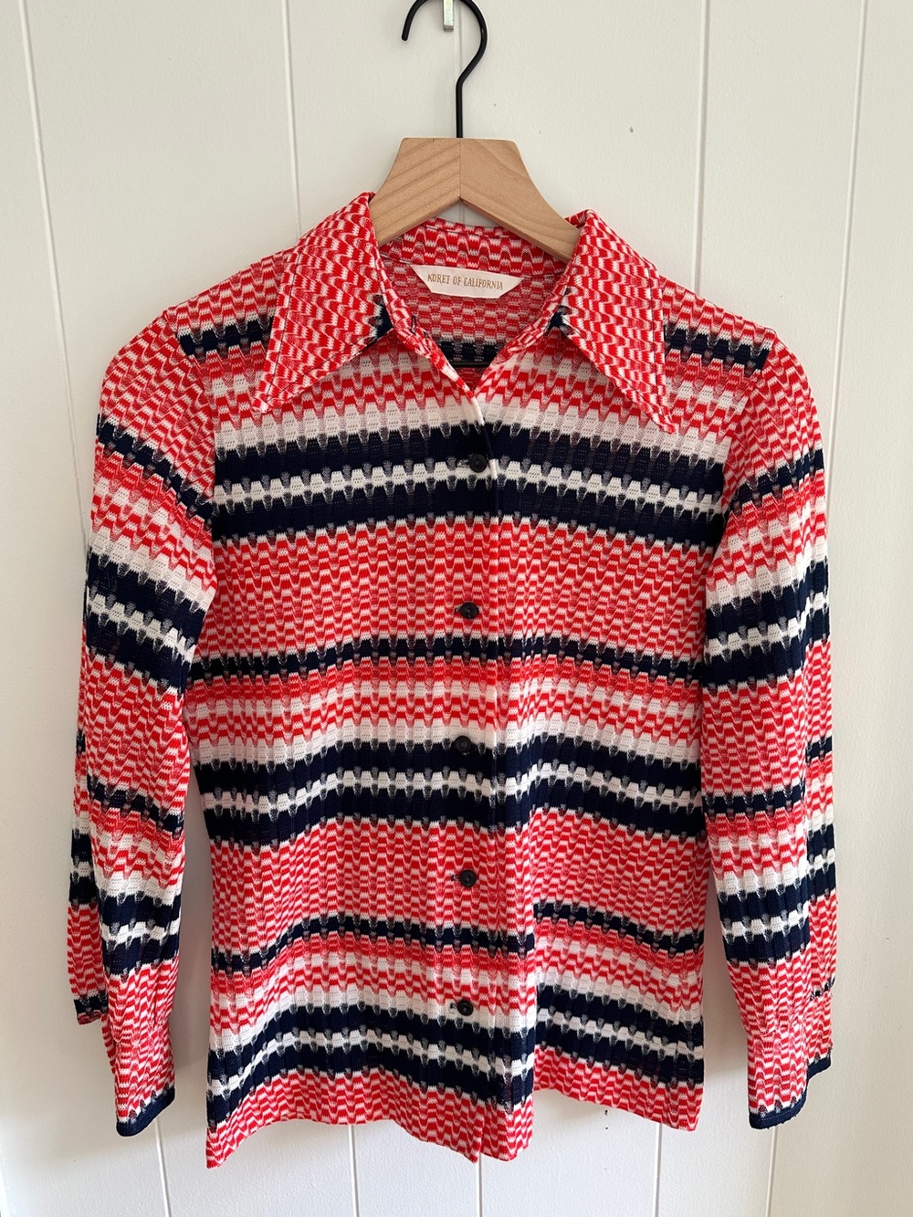 Vintage Koret of California textured knit button down shirt